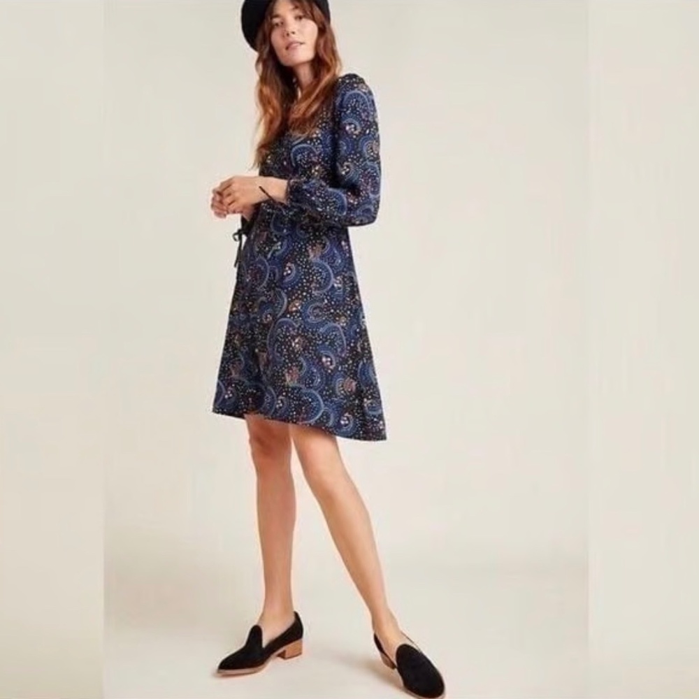 Maeve Anthropologie Gianna Tunic Dress Star Print Pockets Sz 8 P